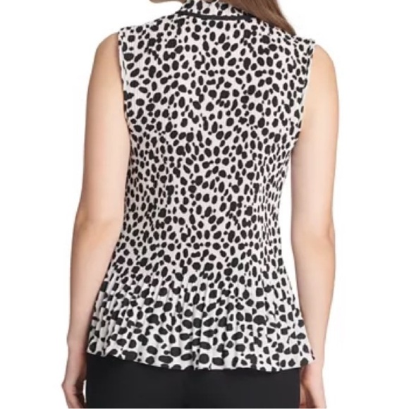 DKNY Pleated Animal-Print Tie-Neck Top - Picture 6 of 6